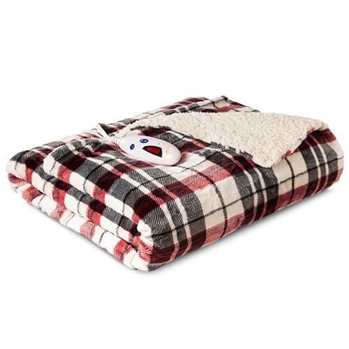 Biddeford Luxuriously Soft Velour and Sherpa Heated Throw Blanket - linen  plaid - Bed Bath u0026 Beyond - 13192516
