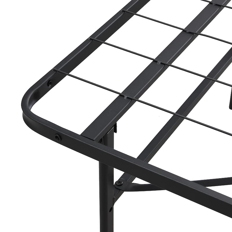 King Metal Platform Folding Bed Frame 14 Inch High Heavy Duty Steel Slat Under Bed Storage Black