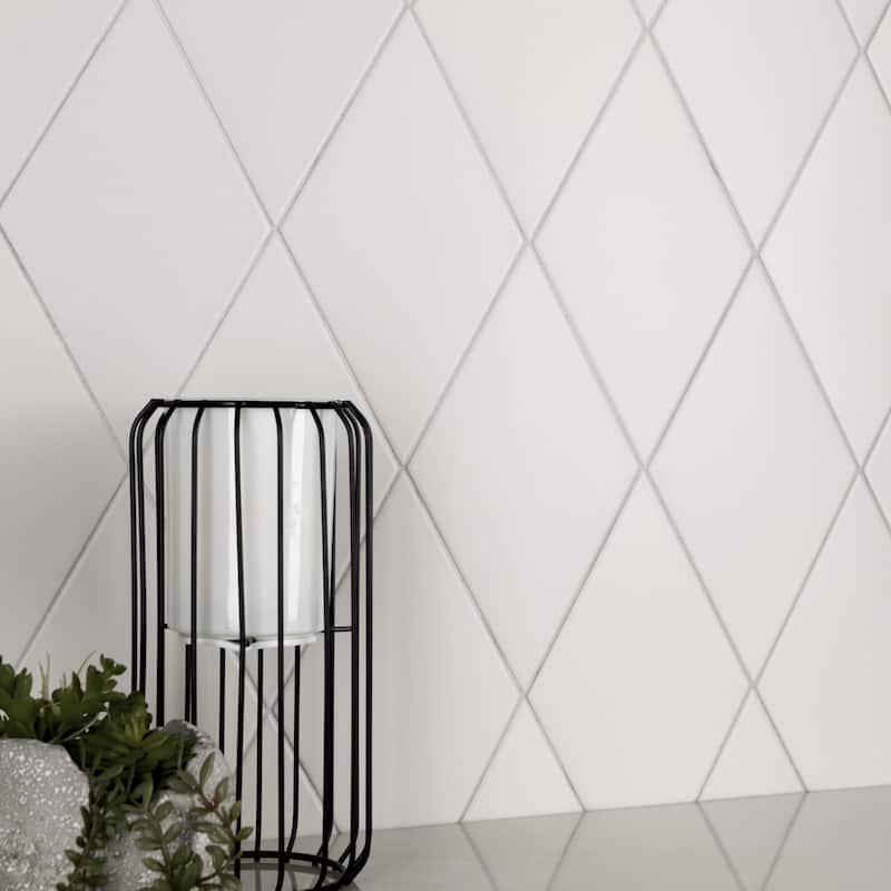 Merola Tile Rhombus Smooth White 5-1/2" x 9-1/2" Porcelain Floor and Wall Tile