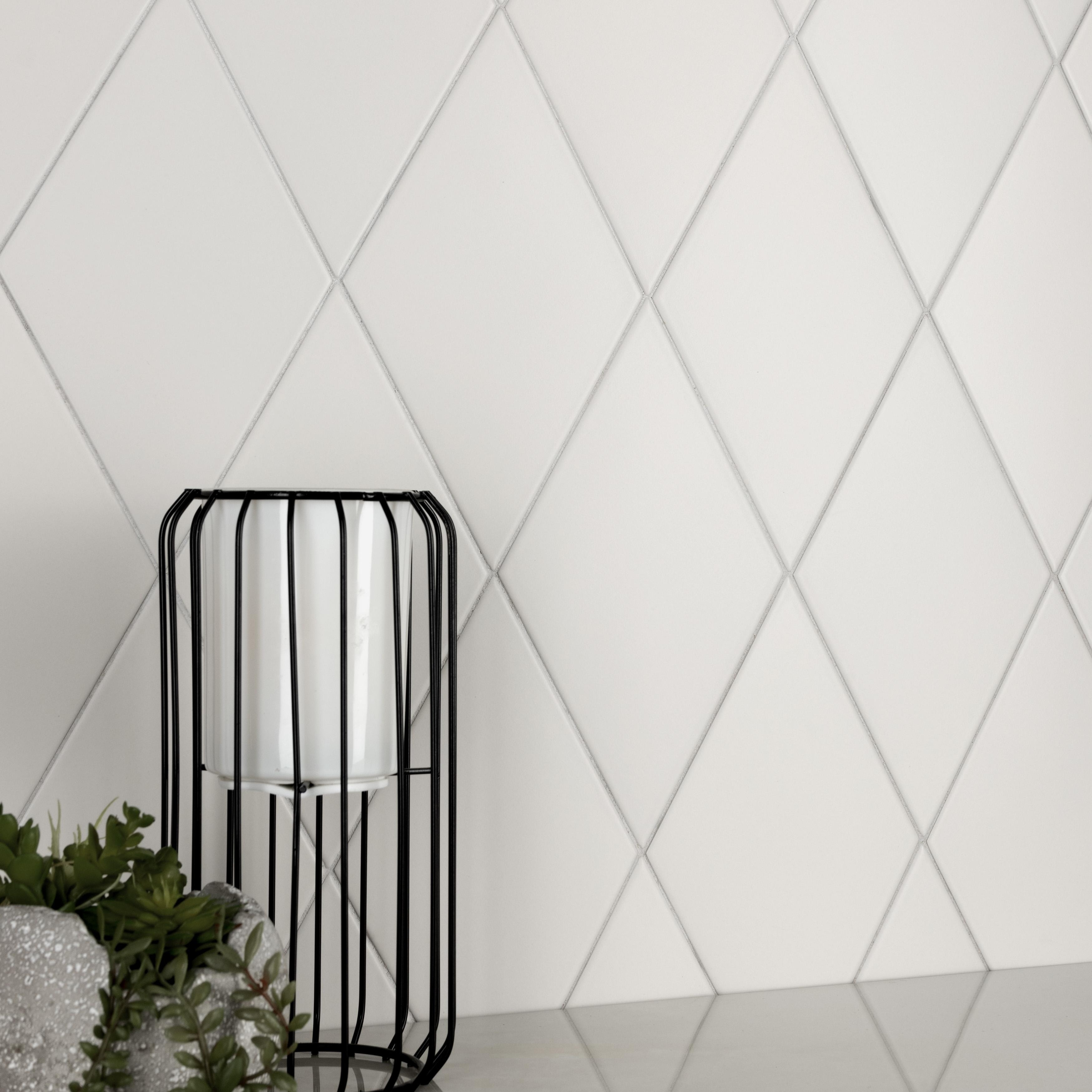 Merola Tile Rhombus Smooth White 5-1/2" x 9-1/2" Porcelain Floor and Wall Tile