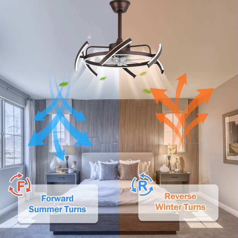Oaks Aura DeClue 24in. 6 DIY-Shape Smart Ceiling Fan with Light,Cyberpunk Futuristic 6-Speed Quiet Ceiling Fan w/ Remote