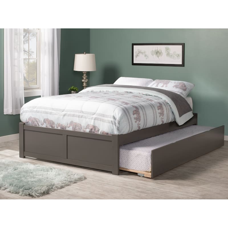 Concord Full Platform Bed with Twin Trundle Bed in Gray