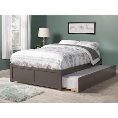 Concord Full Platform Bed with Twin Trundle Bed in Gray