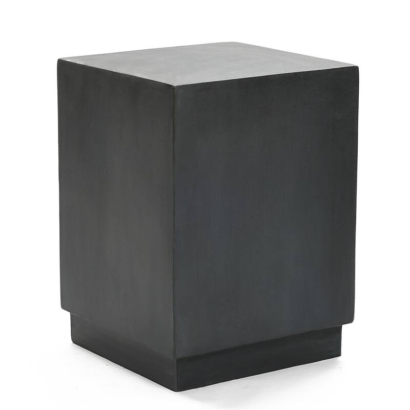 Grey Simple Cement Square Garden Side and End Table, Indoors & Outdoors