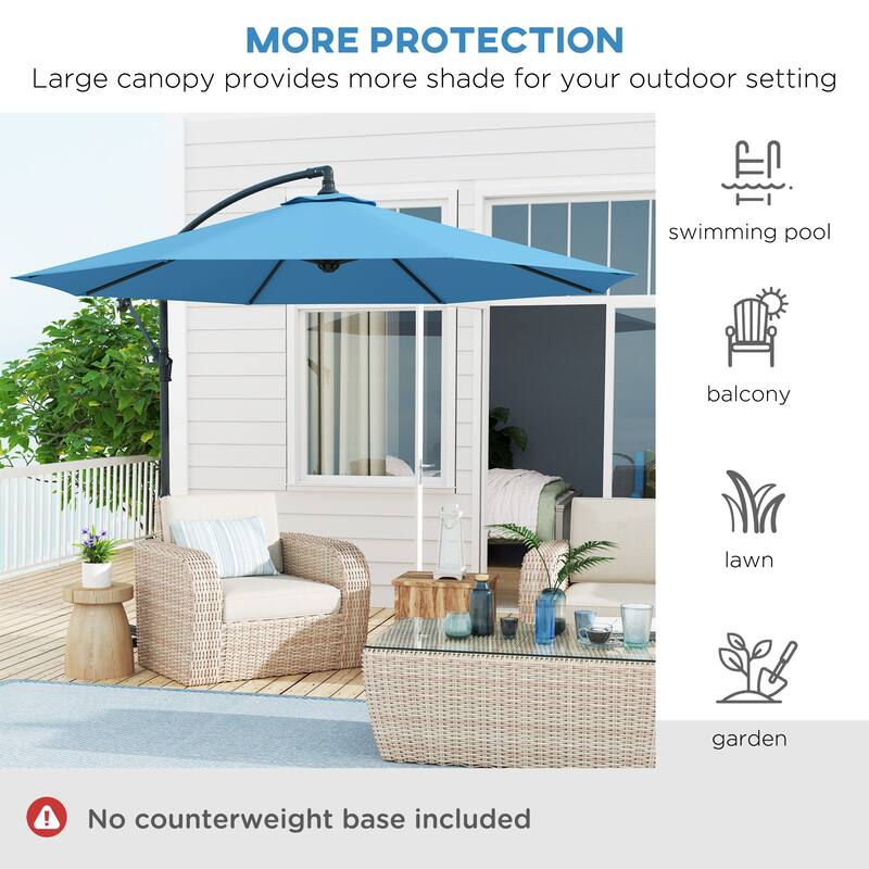 10ft Patio Water-Resistant Umbrella with Crank Handle and Wind-Resistant Stand for Outdoor
