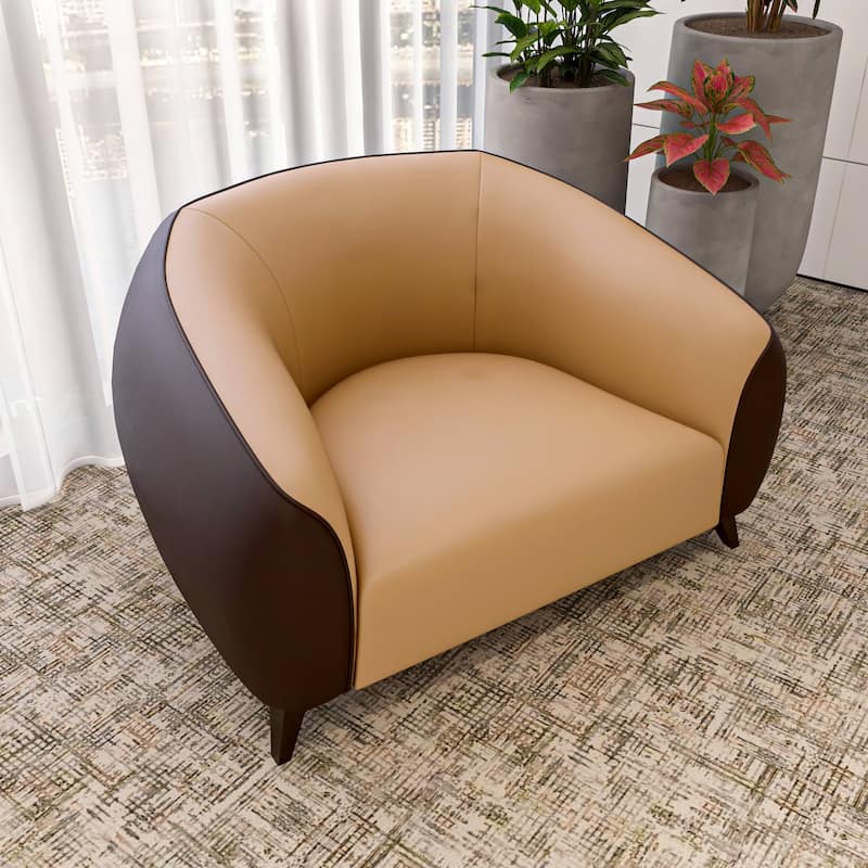 Single-Seater Sofa Armchair Upholstered in Vegan Leather with Metal Legs Opula Series by LeisureMod