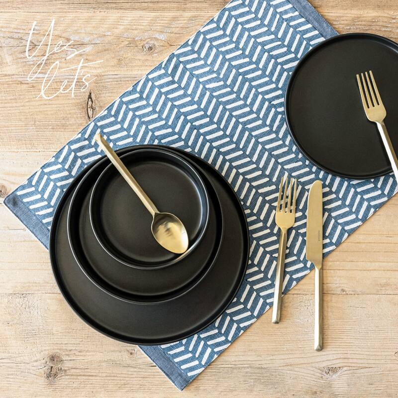 over&back Hand-Blocked 100% Cotton Placemats - Machine Washable - Set of 4