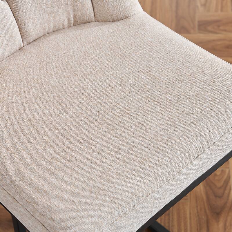 Fabric Bar Stools (Set of 2） with Button-Tufted Backrests, Sturdy Metal Frame, and Padded Seats