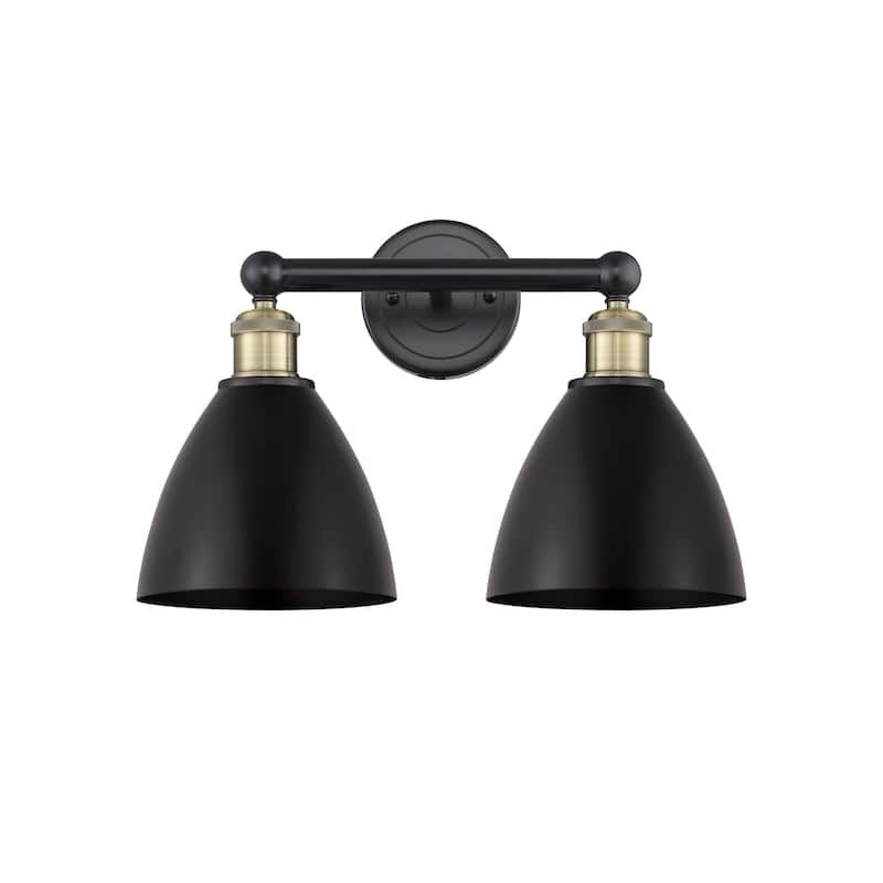 Innovations Lighting Plymouth Dome - 2 Light 17" Bath Vanity Light - Black Antique Brass/Matte Black