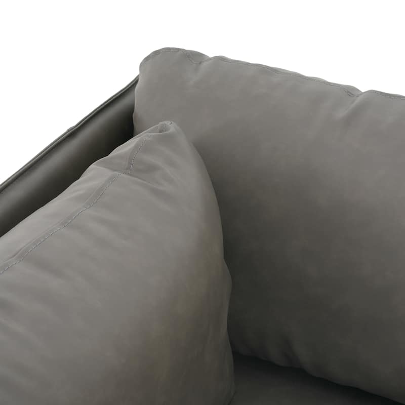 PU Leather Upholstered Lounge Chair, Accent Chair with Throw Pillow, Reading Chair with Solid Wood Frame & Steel Legs