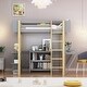 preview thumbnail 20 of 32, Twin Size Loft Bed with Built-in Storage Cabinet, Cubes & Foldable Desk, Solid Wood Loft Bed Frame for Kids Teens Adults