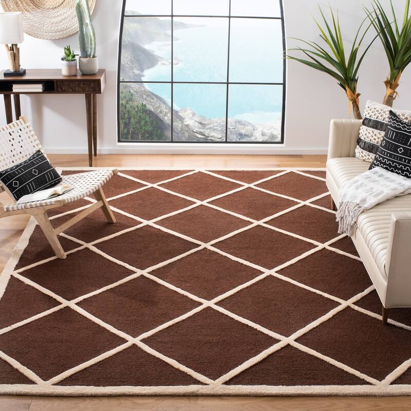 SAFAVIEH Handmade Cambridge Vija Modern Moroccan Wool Rug - 6' x 9' - Dark Brown/Ivory