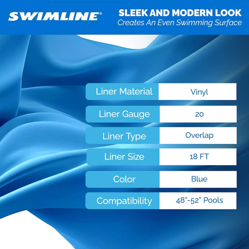 Swimline LI184820 18' Solid Blue Round Above Ground Swimming Pool Overlap Liner - 37.5