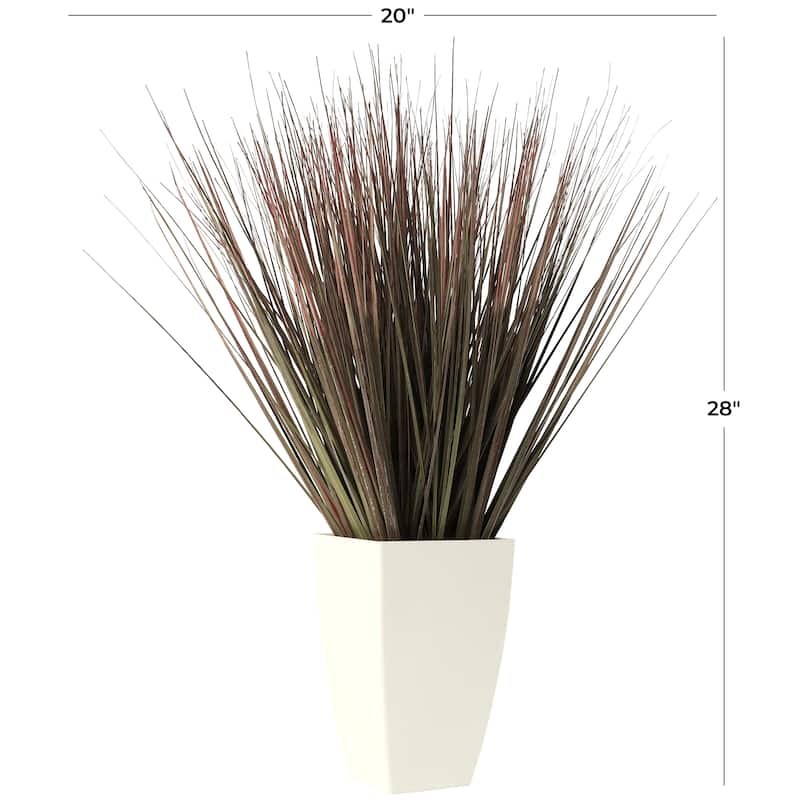 Green Faux Foliage Onion Grass Artificial Plant with White Plastic Pot