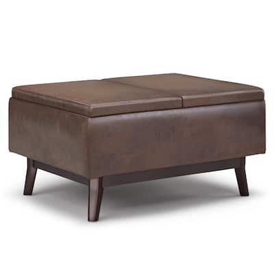 Tray Top Small Coffee Table Storage Ottoman
