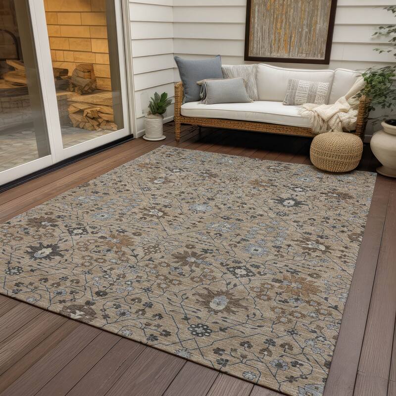 Machine Washable Indoor/ Outdoor Global Traditional Chantille Rug - Taupe - 2'6" x 3'10"