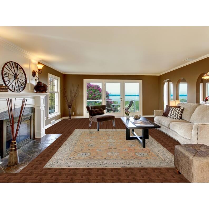 Hand Knotted Oriental 100% Wool Carpet Traditional All-Over Oranges & Rust Tabriz Area Rug - 11' 1'' X 7' 3''