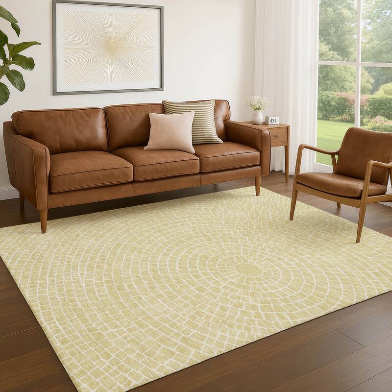 Machine Washable Indoor/ Outdoor Modern Gravity Chantille Rug