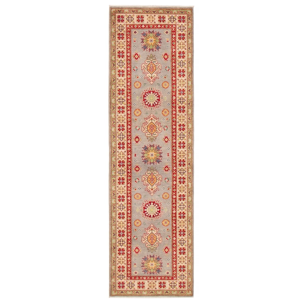ECARPETGALLERY Hand-knotted Uzbek Ghazni Grey Wool Rug - 2'10 x 9'9