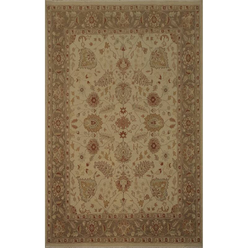 Hand Knotted Oriental 100% Wool Carpet Transitional All-Over Beige & Ivories Oushak Area Rug - 11' 10'' X 8' 9''