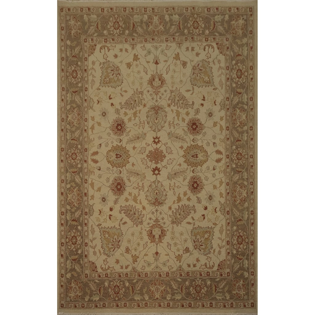 Hand Knotted Oriental 100% Wool Carpet Transitional All-Over Beige & Ivories Oushak Area Rug - 11' 10'' X 8' 9''