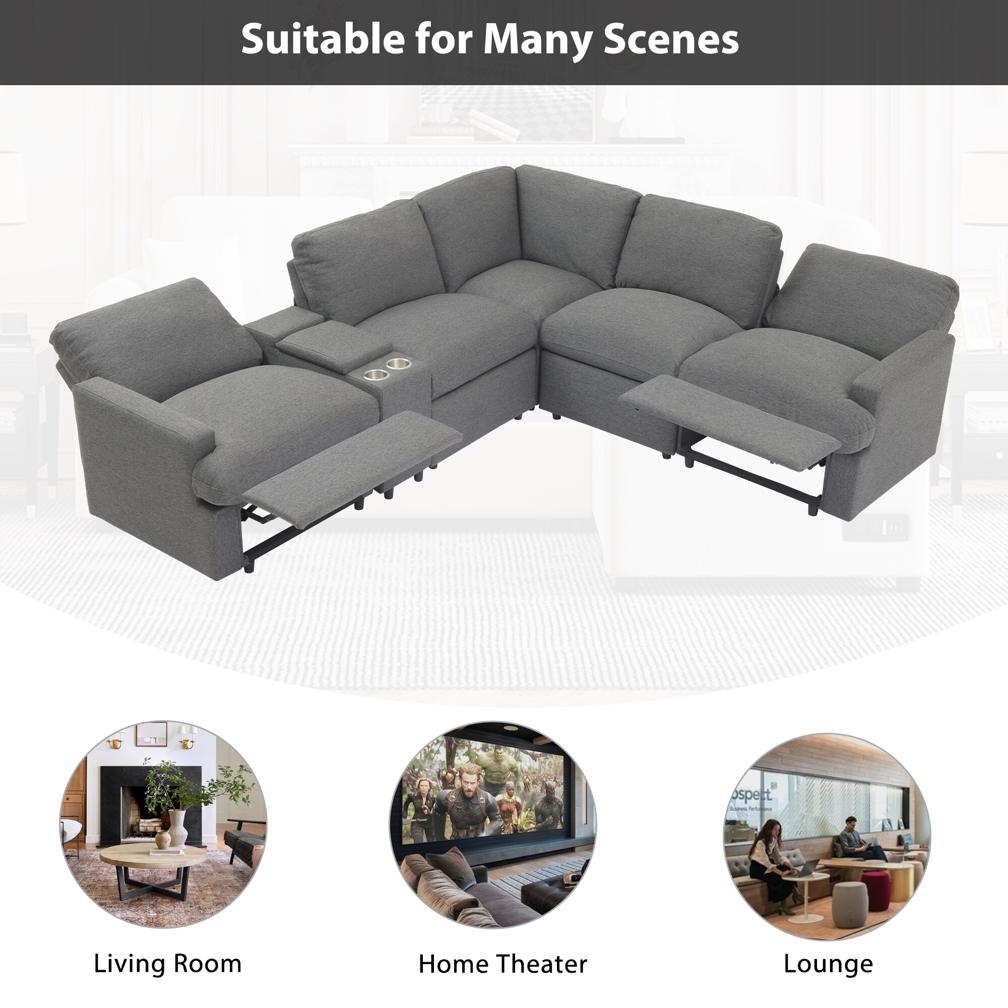 Recliner sofa home theater seating reclining power sofa deals theater recliner sectional sofa with cup holders and storage