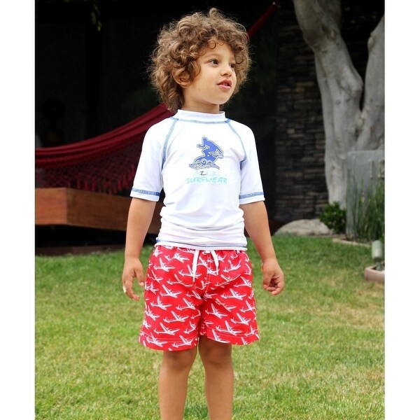 boys red swimming shorts