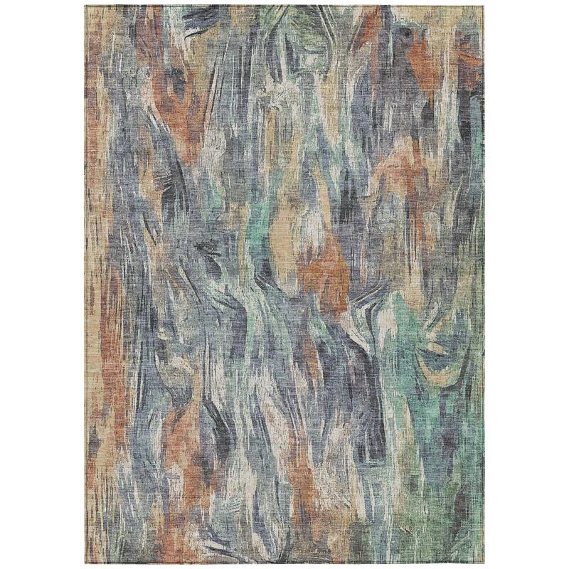 Machine Washable Indoor/ Outdoor Brushstrokes Modern Chantille Rug