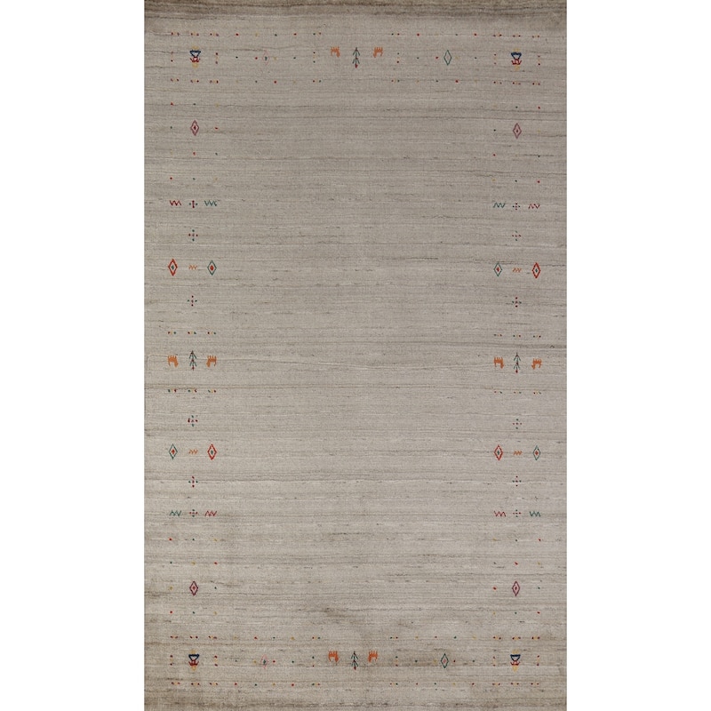 Hand Knotted Oriental 100% Wool Carpet Tribal Animal Pictorial Multi-Colored Gabbeh Area Rug - 8' 1'' X 5' 2''