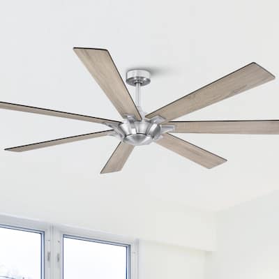 72" Farmhouse Oak Wooden 7-Blade Reversible Windmill Ceiling Fan without Light