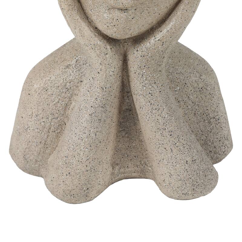 Speckled Beige MgO Happy Bust Head Indoor/Outdoor Statue Planter