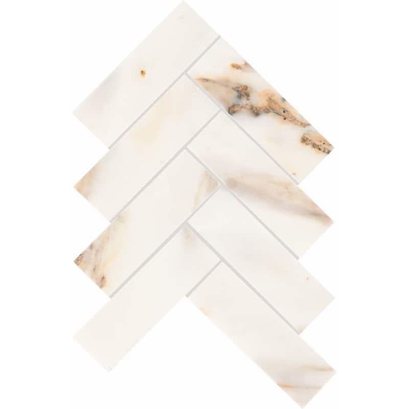 Daltile Gamma 2" x 6" Natural Stone Herringbone Wall and Floor Mosaic Tile (Set of 10) - Off-White