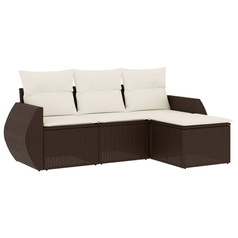 vidaXL Garden Sofa Set Brown and Cream - 21.7 x 21.7 x 14.6