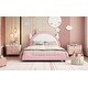 preview thumbnail 9 of 8, Full size Upholstered Platform Bed with Unicorn Shape Headboard and Footboard