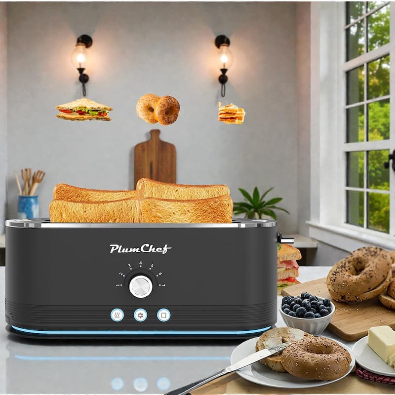 4 Slice Toaster with 7 Browning Settings, Stainless Steel Toaster with Defrost Reheat, Anti Jam, 1400W