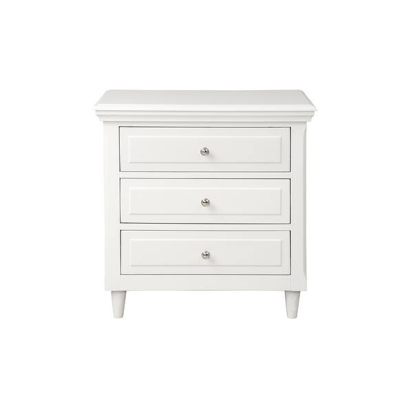 White 3 Drawer Side Table Nightstand Overstock 31229410