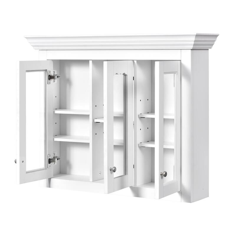 GDFStudio - Belfair Modern 2-in-1 Wall-Mounted Bathroom Medicine Cabinet with Mirror and 5 Closed & Adjustable Shelves - 35.03"W