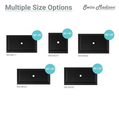Swiss Madison Voltaire 60" x 32" Rectangular Shower Base with Single