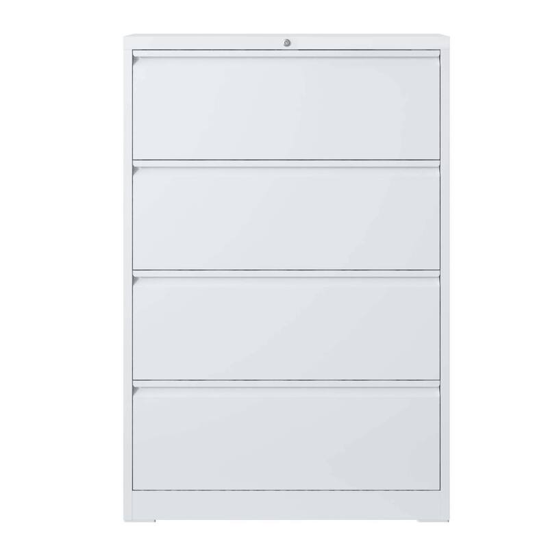 4 Drawer Lateral File Cabinet, Heavy Duty Metal Filing Cabinet, 35.4 Inch Wide Locking File Cabinet for Home Office