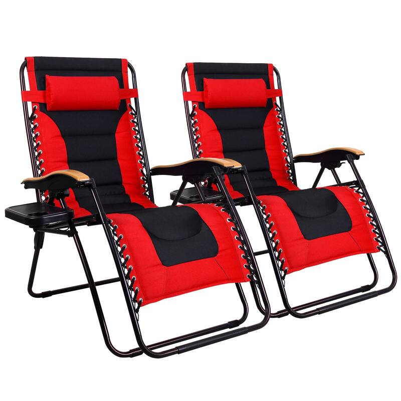 2-piece Padded Oversize XL Padded Zero Gravity Chair - Red