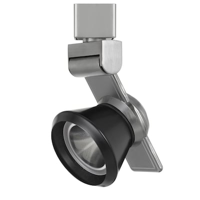 12W Integrated Metal and Polycarbonate LED Track Fixture, Silver and Black