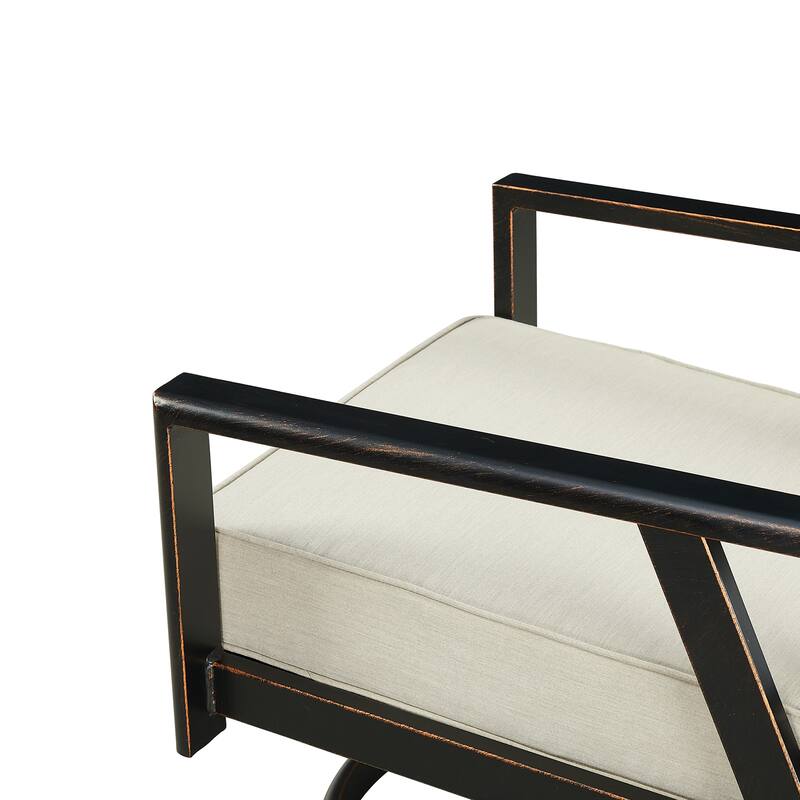 Black Aluminum Fire Table Set with Sofa and Two Club Chairs