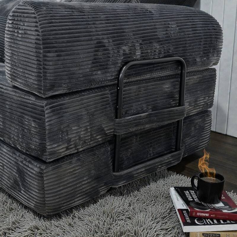 Compression Sofa Bed Convertible Floor Futon Couch, 2 Seat Boneless Modular Loveseat with Corduroy Fabric