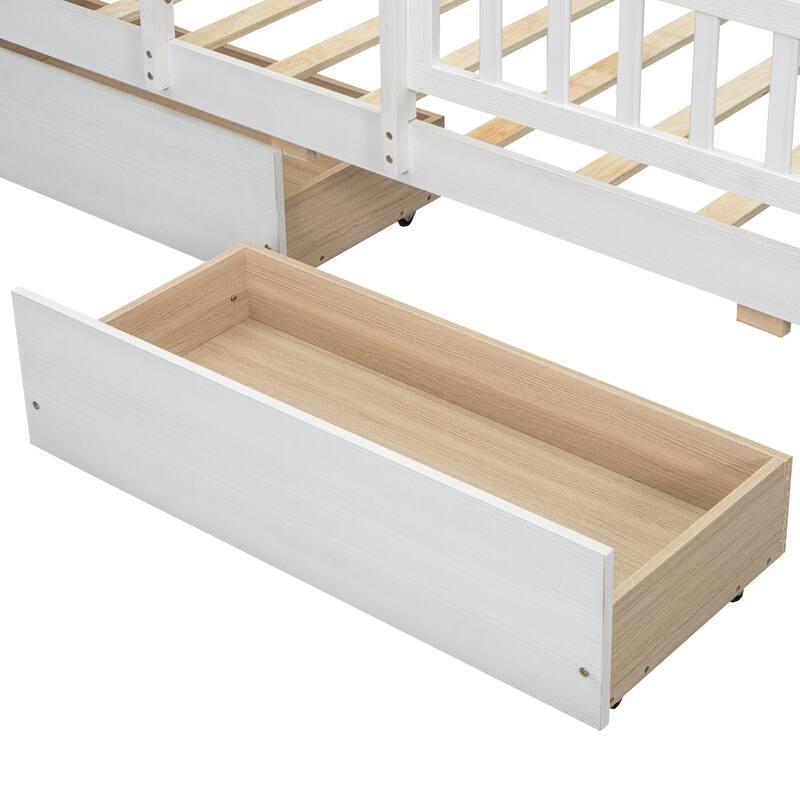 Wood Twin Size Platform Bed with Built in LED Light
