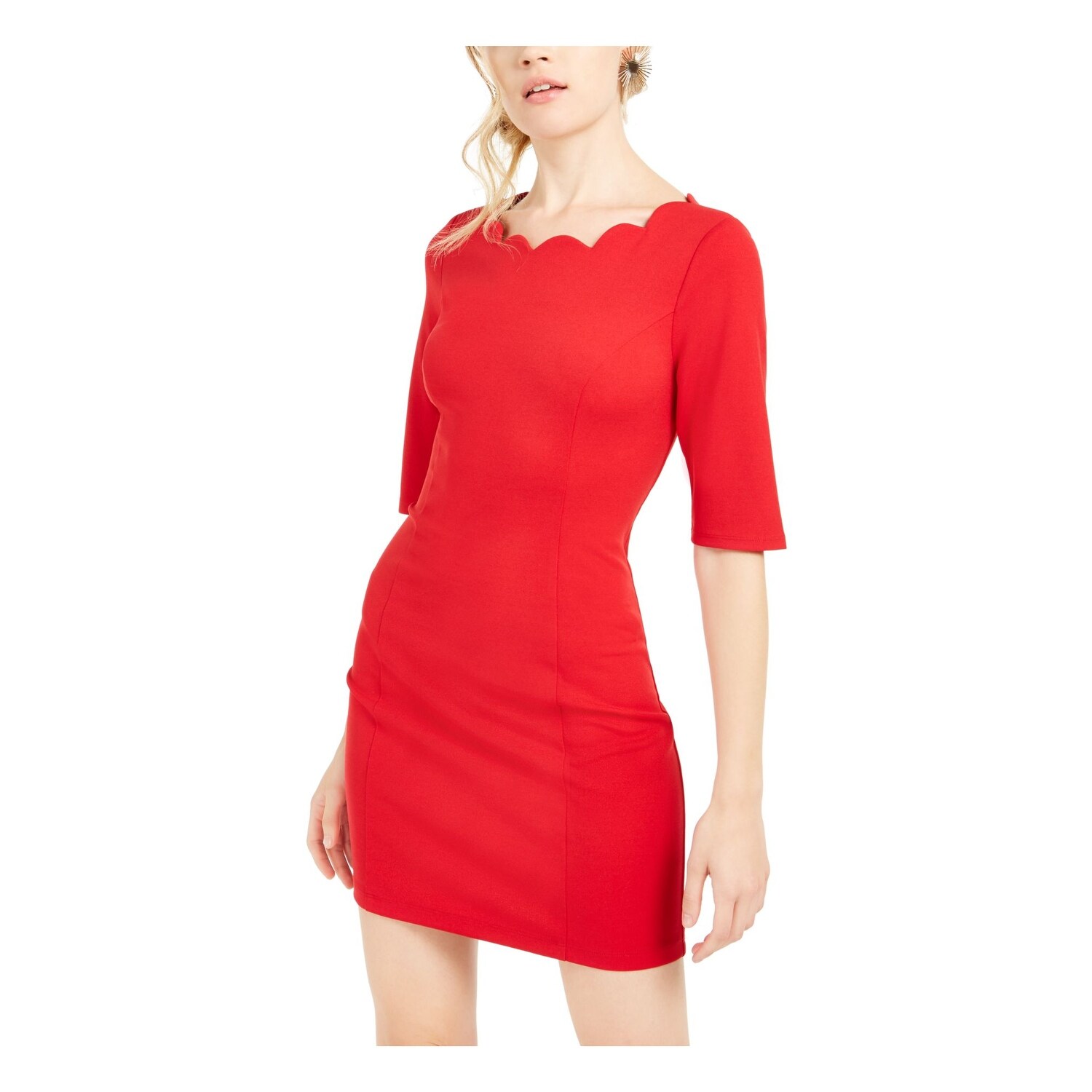 Speechless Red 3 4 Sleeve Short Dress M Overstock 34355550