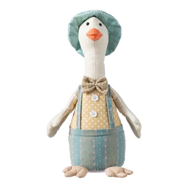 Glitzhome 15.75"H Easter Fabric Boy Duck Figurine