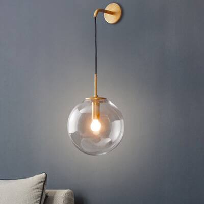 Modern Wall Light with Adjustable Chain and Glass Shade - 8in