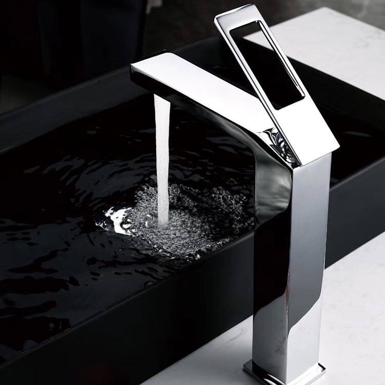 Chrome Single Handle Bathroom Sink Faucet One Hole Deck Mount with pop up overflow drain - 8'2" x 11'5"
