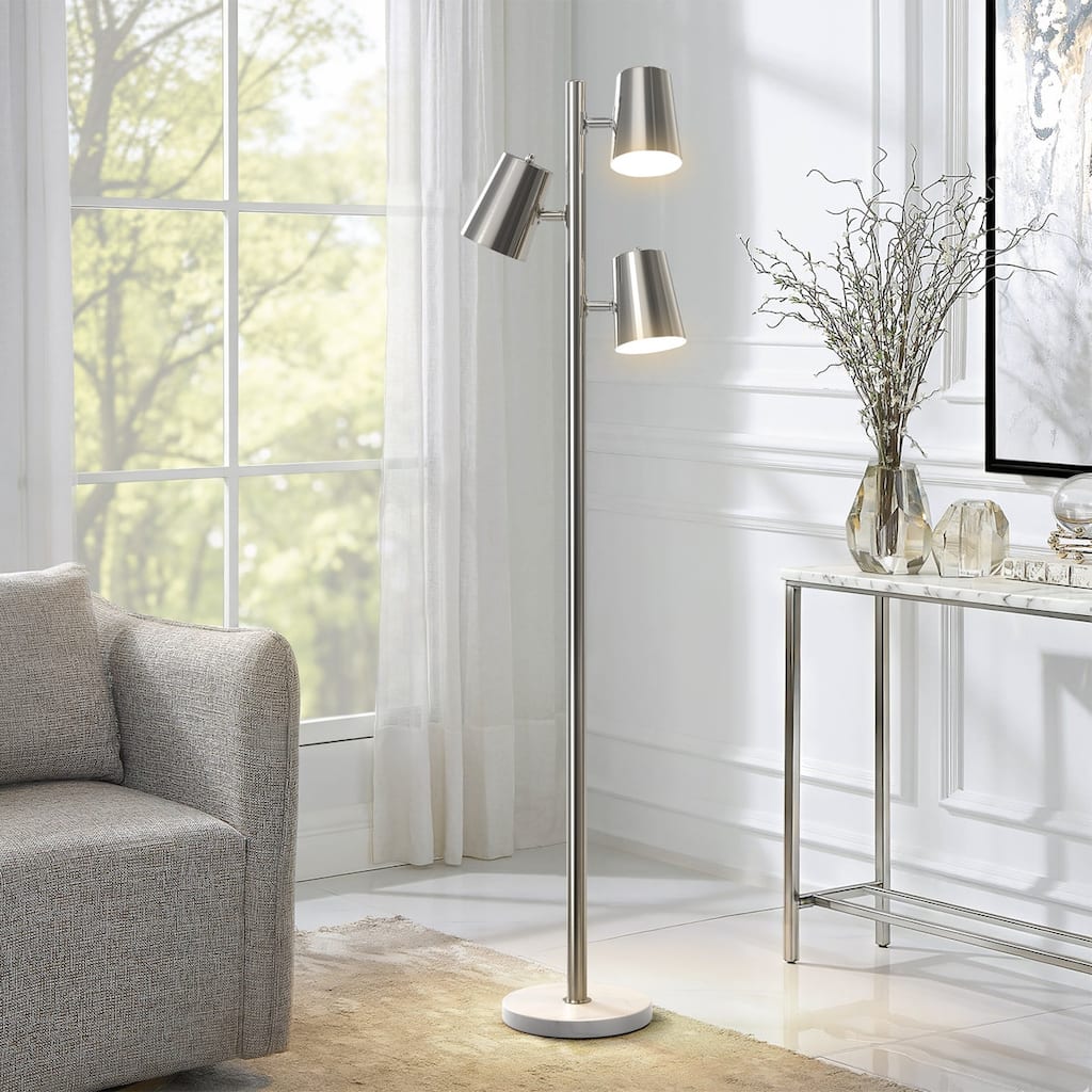 Maxax 62" H Metal and Marble 3-Light Tree Floor Lamp