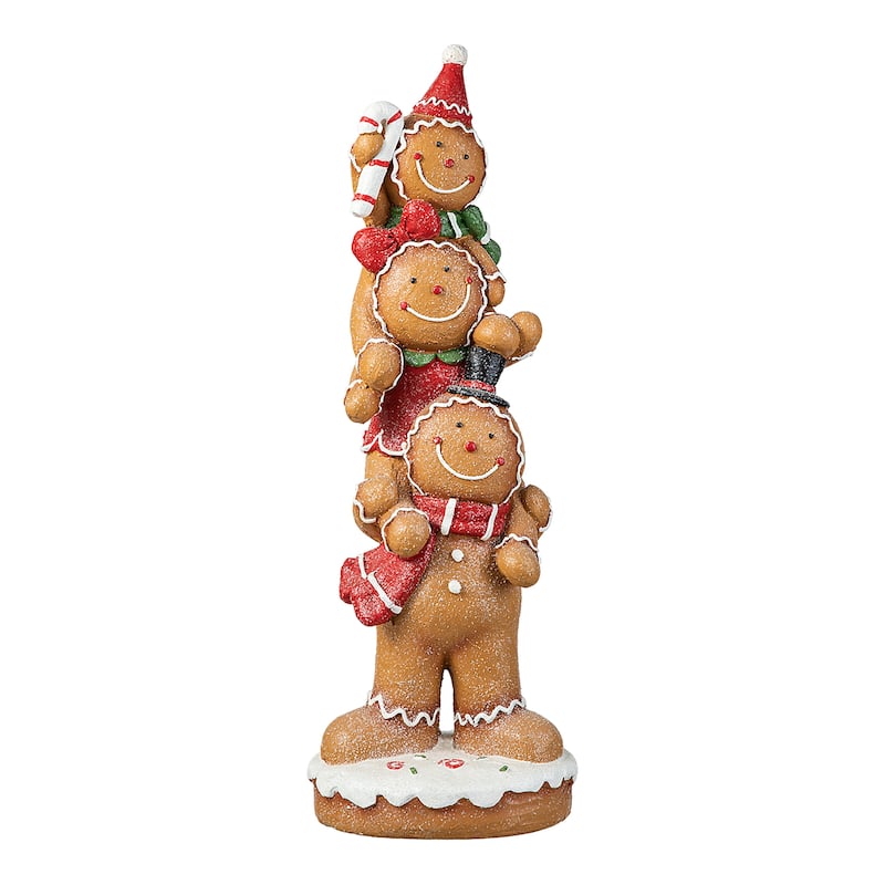 Glitzhome 29"H Christmas Stacked Gingerbread Man Porch Decor - 29"